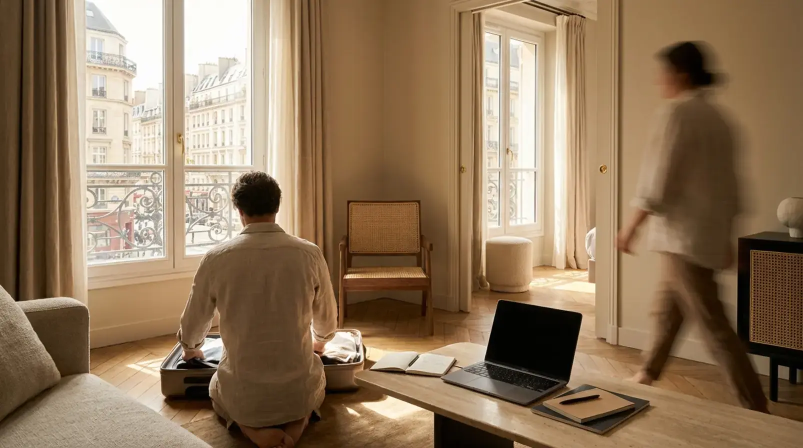 Contrat de bail mobilité posé sur un bureau avec trousseau de clés et check-list de documents