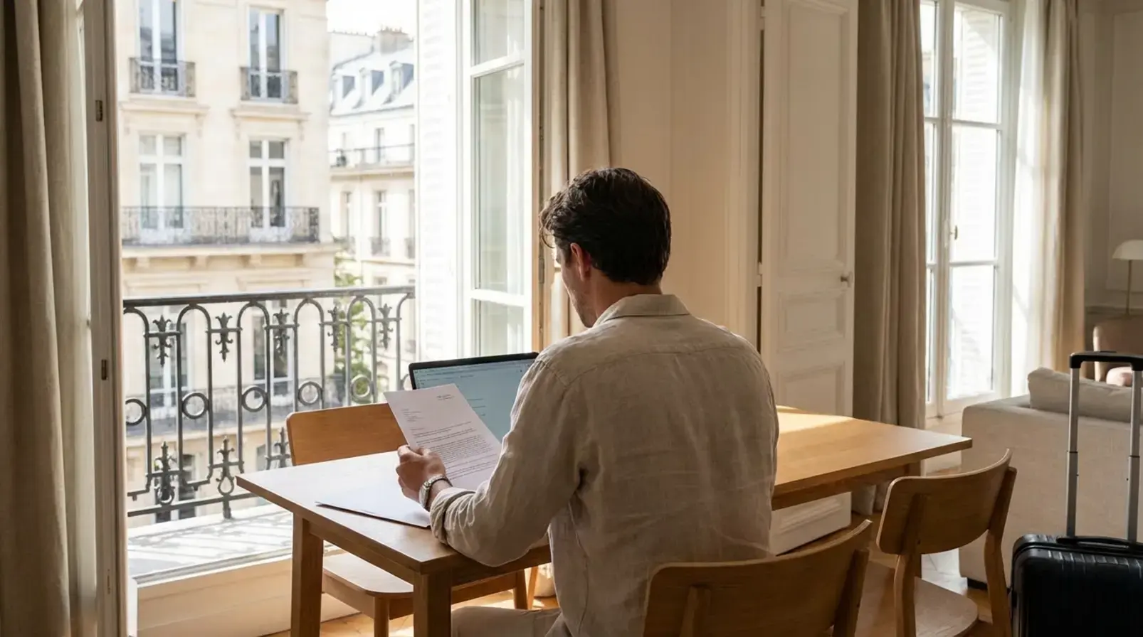 Contrat de location meublée type bail mobilité posé sur un bureau avec clés et stylo