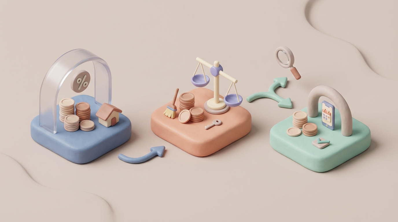 Calcul du coût d’une commission de conciergerie Airbnb sur table de travail, avec calculatrice et tableau de revenus