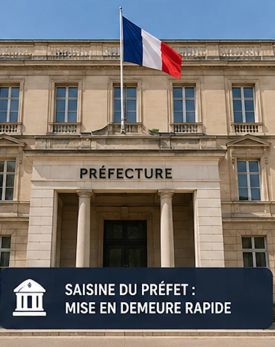 Façade de préfecture illustrant la saisine du préfet et le délai de 48 heures pour statuer sur la mise en demeure