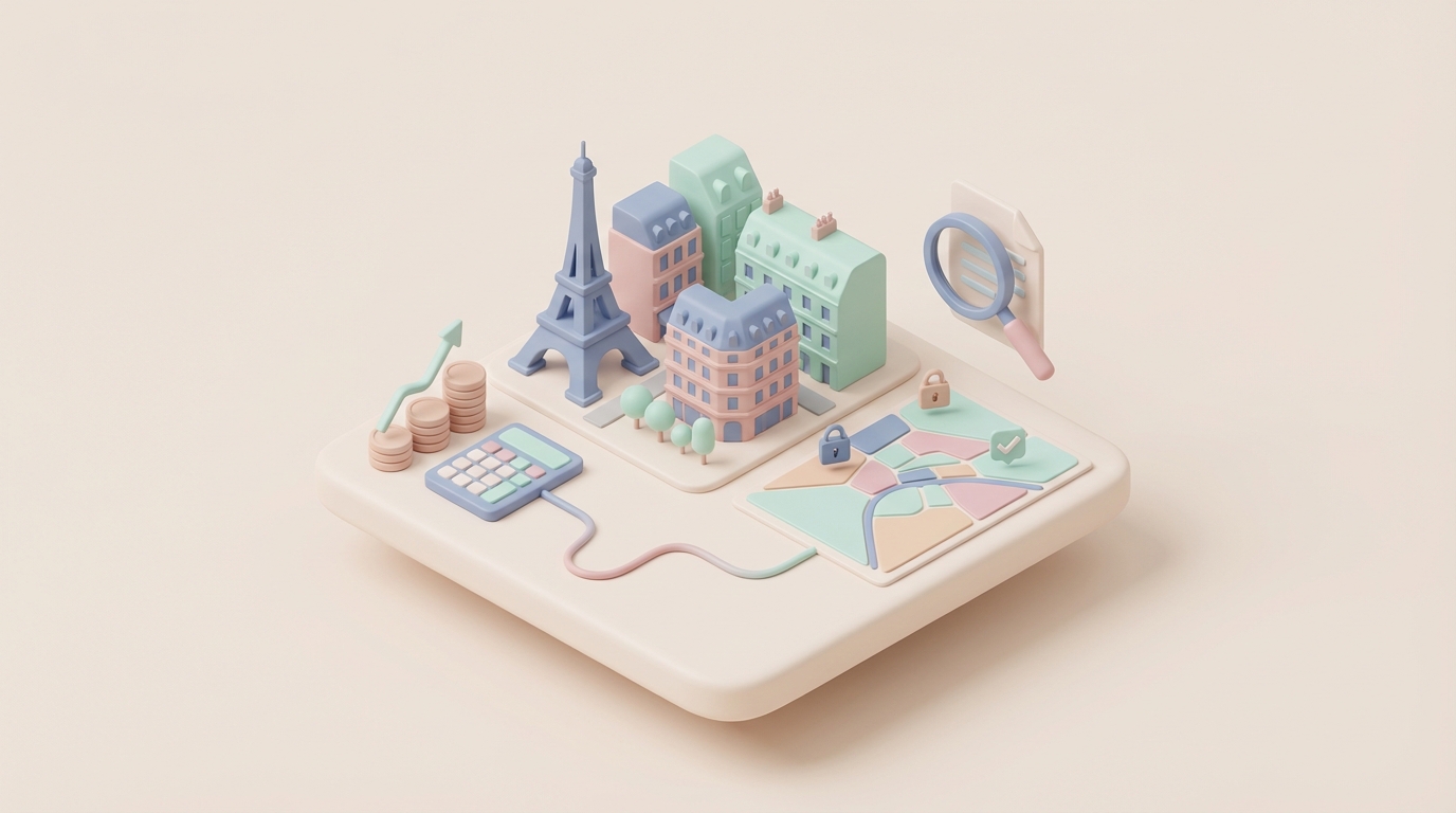 Tableur de calcul de rentabilité Airbnb à Paris avec calendrier de réservations et calculatrice sur un bureau
