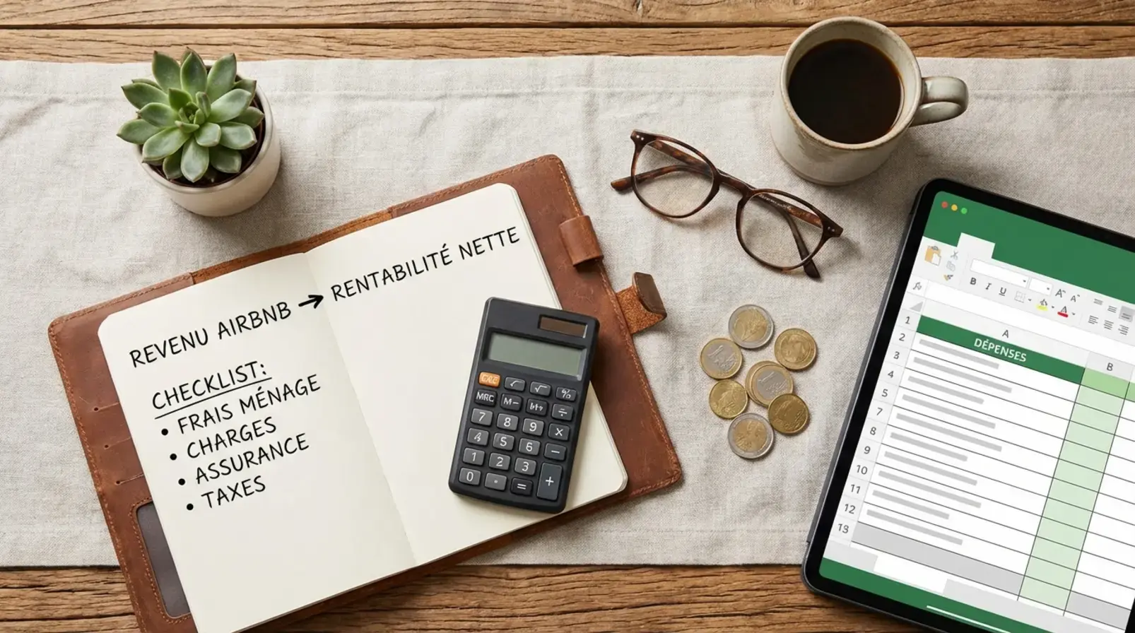 Checklist des frais et charges pour calculer la rentabilité nette d’une location Airbnb
