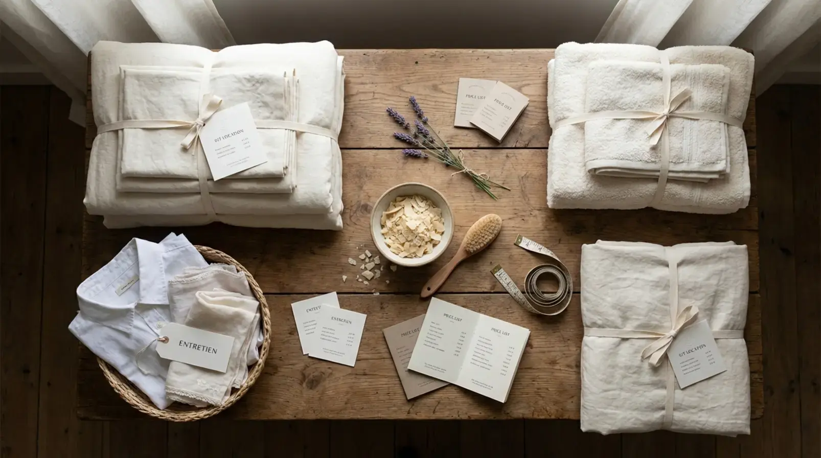 Calcul des tarifs de linge en conciergerie avec tableau de prix par kit et options de livraison